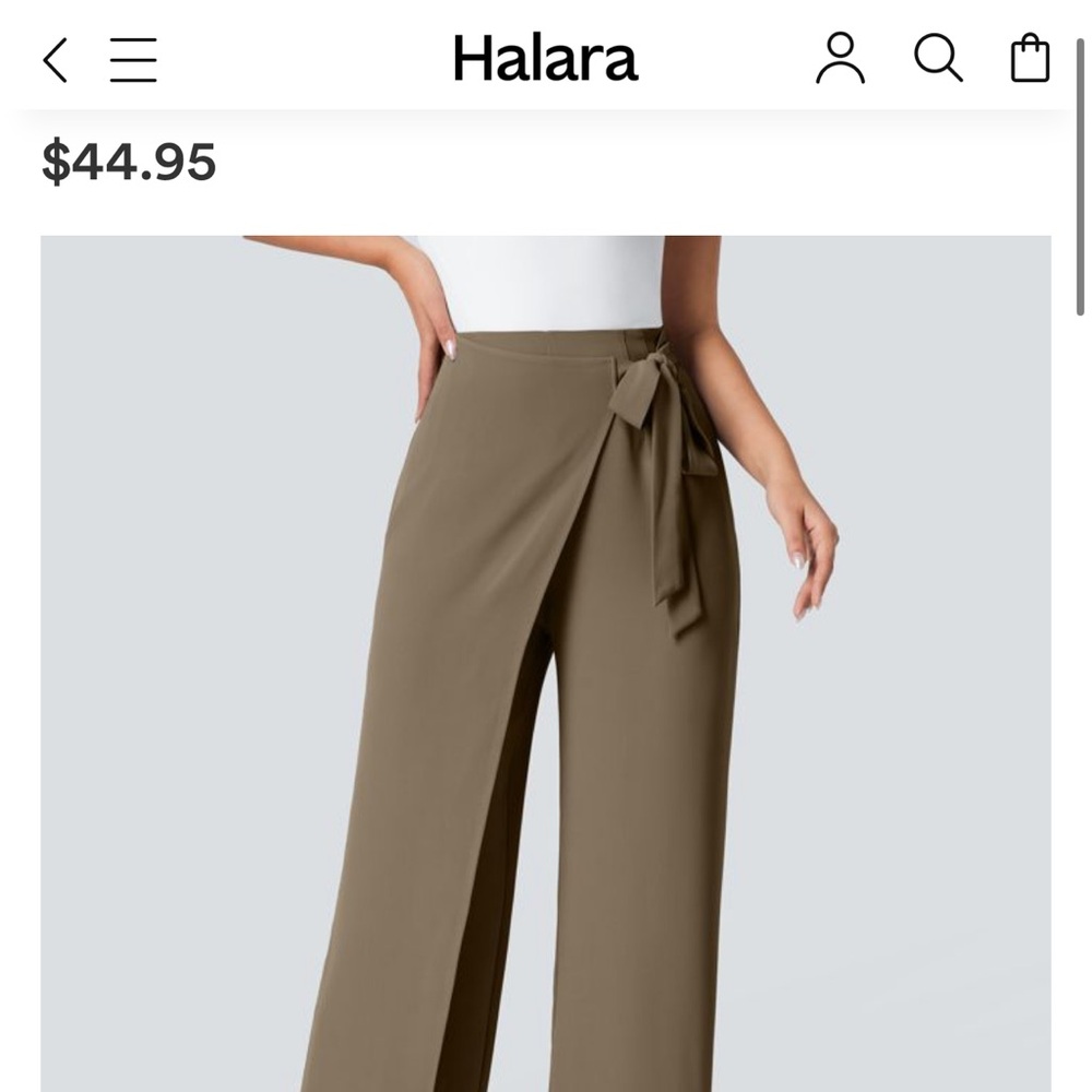 Halara Flex™ High Waisted Tie Side Wide Leg Work Pants Size Small